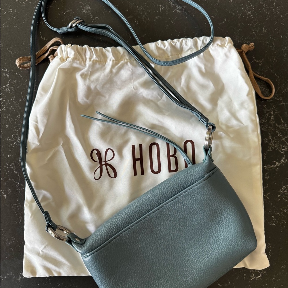 HOBO Blue-Green Leather Crossbody Bag with Front Zip - Picture 2 of 7